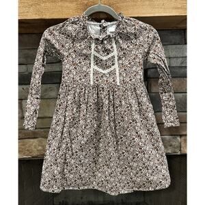 Girls EDGEHILL COLLECTION Brown Floral Long Sleeve Dress Size 6X *A2